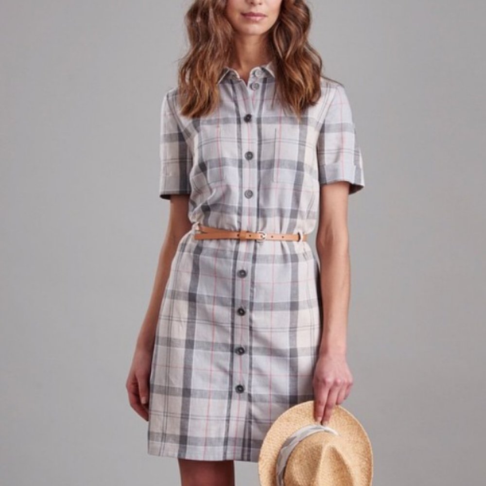 Barbour Glaisnock Linen Blend Tartan Plaid Dress 6 - Picture 6 of 12